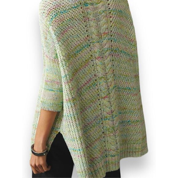 Pilcro Women's Mint Green Oversized Cable Knit Striped Pullover Sweater Size Sma - Picture 2 of 5